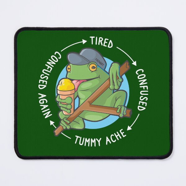 Item preview, Confused frog cartoon – tired confused tummy ache loop (on dark colors) designed and sold by messy-nessie.