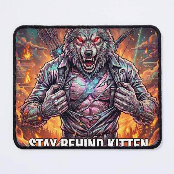 Item preview, Alpha Wolf Meme Stay Behind Kitten  designed and sold by ArtyLify.