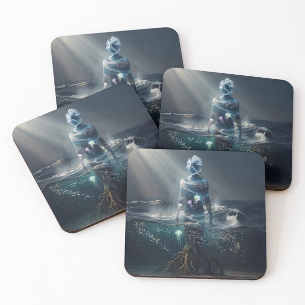 Item preview, Ocean Spirit Double Exposure Surreal Sea Fantasy Artwork designed and sold by DreamyWallVibes.