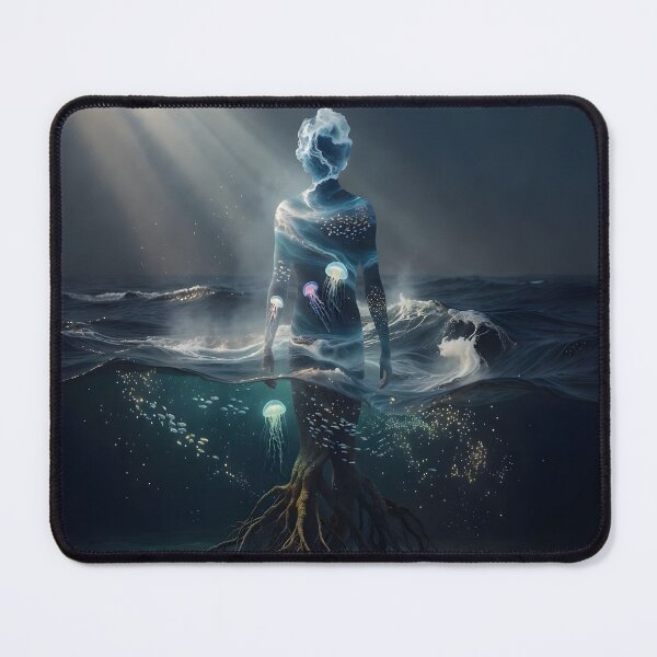 Item preview, Ocean Spirit Double Exposure Surreal Sea Fantasy Artwork designed and sold by DreamyWallVibes.
