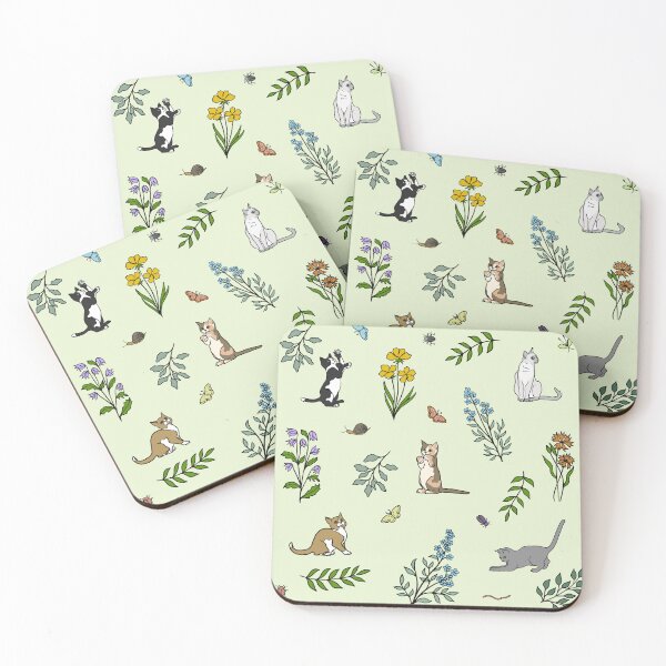 Item preview, Copy Flower Garden Kittens in Pistachio designed and sold by JaRuDiCat.