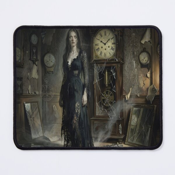Item preview, Haunted Gothic Ghost Woman Antique Clock Horror Artwork designed and sold by DreamyWallVibes.