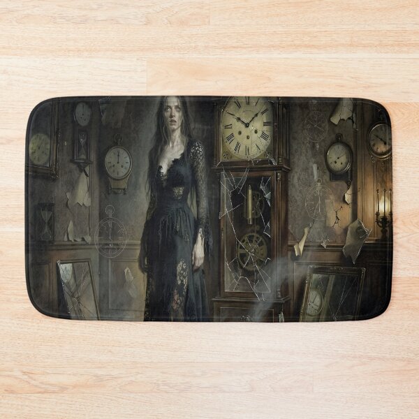 Item preview, Haunted Gothic Ghost Woman Antique Clock Horror Artwork designed and sold by DreamyWallVibes.