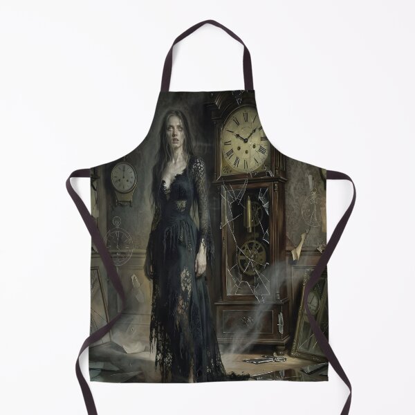 Item preview, Haunted Gothic Ghost Woman Antique Clock Horror Artwork designed and sold by DreamyWallVibes.