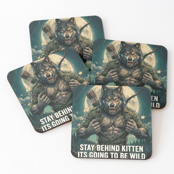 Item preview, Alpha Wolf Meme Stay Behind Kitten  designed and sold by ArtyLify.