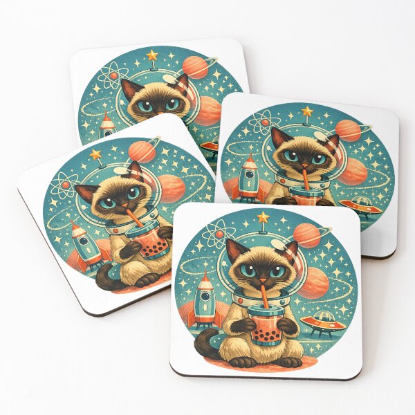 Item preview, Atomic Age Outer Space Boba Siamese Astronaut Cat designed and sold by possibilitees.