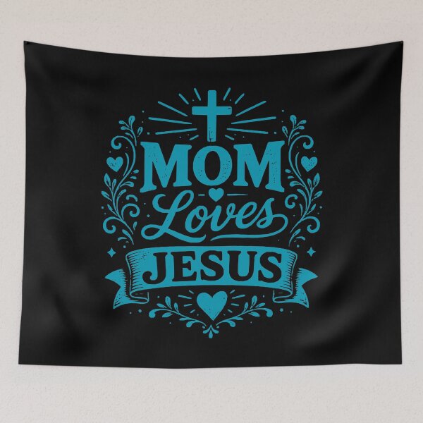 Item preview, MOM LOVES JESUS - Christian Mom - Sky Blue Design designed and sold by MoriaStore.