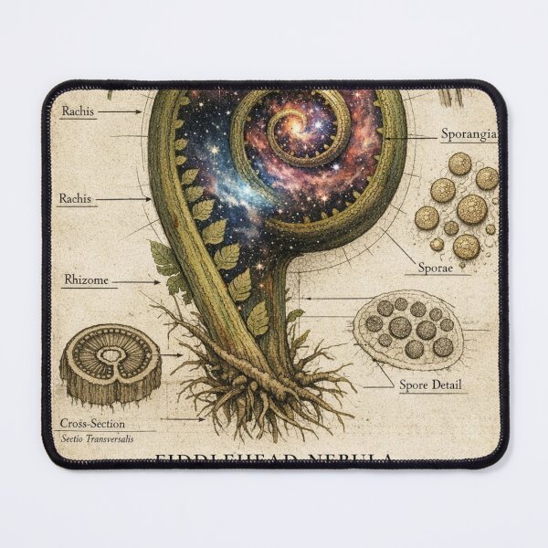 Item preview, Fiddlehead Nebula | Filix Coelestis | Cosmic Fern Botanical Illustration designed and sold by LuxuryApparels.