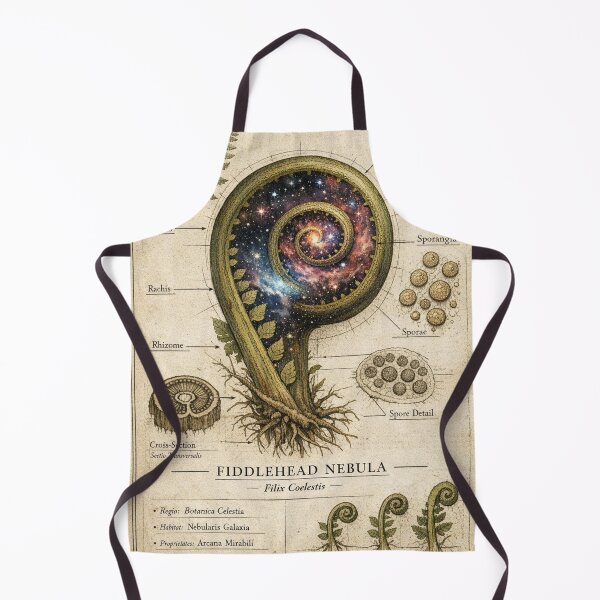 Item preview, Fiddlehead Nebula | Filix Coelestis | Cosmic Fern Botanical Illustration designed and sold by LuxuryApparels.