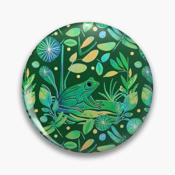Item preview, Night Frog Botanical Pattern Pond Life Dragonfly Design designed and sold by Veata.