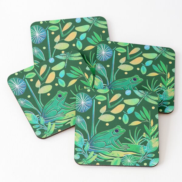Item preview, Night Frog Botanical Pattern Pond Life Dragonfly Design designed and sold by Veata.