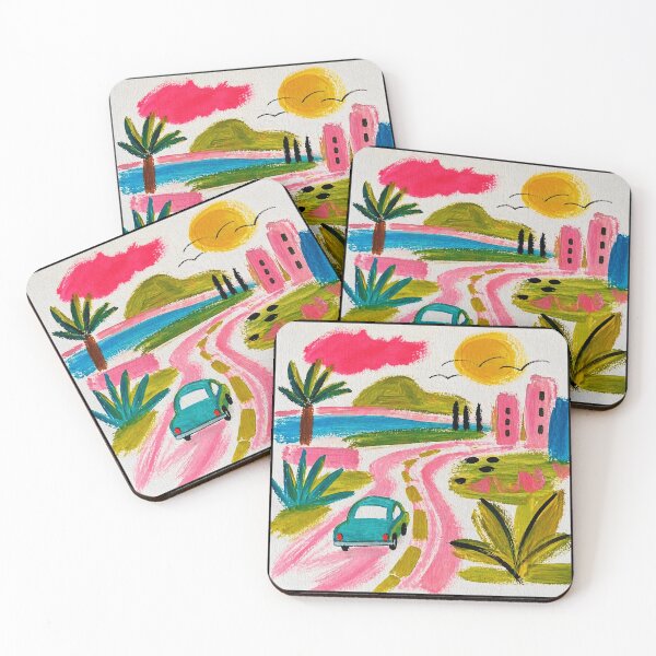 Item preview, Pink Coastal Drive Whimsical Landscape  designed and sold by Modaozushi216.