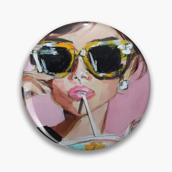 Item preview, Stylish Summer Moments - Woman in Sunglasses Sipping a Drink with Union Jack Book  designed and sold by OlfactoART Studio.
