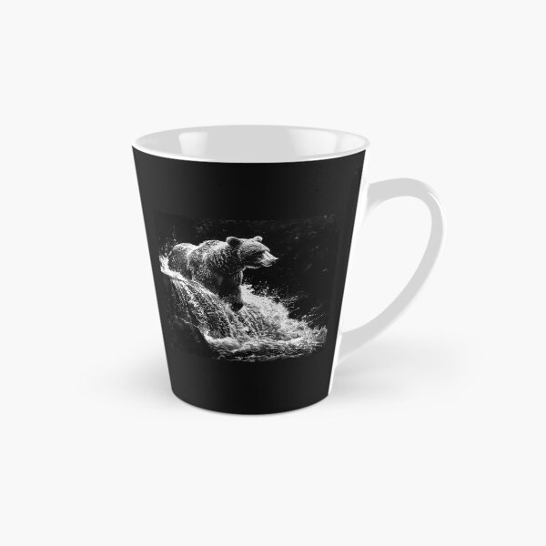 Item preview, Black and White Bear Fishing Waterfall Wildlife Art designed and sold by inkoutninja.