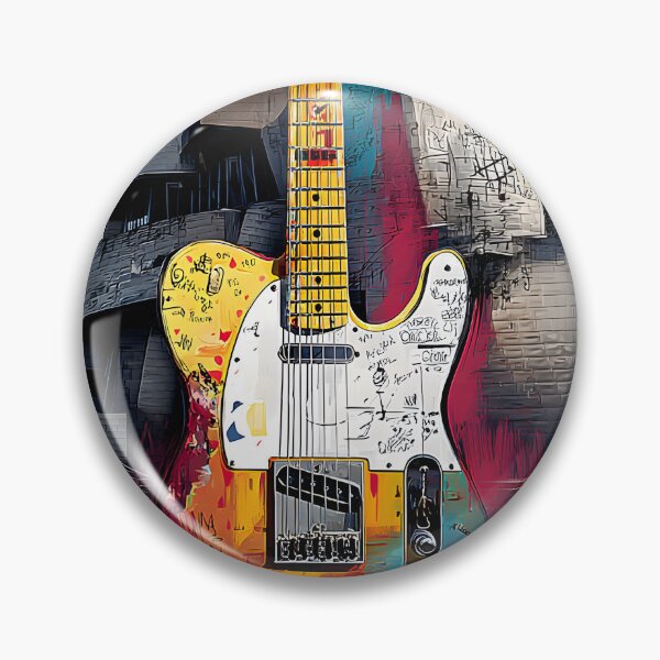 Item preview, Turn Up the Urban Rhythm - Vibrant Graffiti Electric Guitar Against Modern Architecture designed and sold by OlfactoART Studio.
