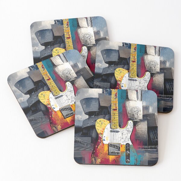 Item preview, Turn Up the Urban Rhythm - Vibrant Graffiti Electric Guitar Against Modern Architecture designed and sold by OlfactoART Studio.