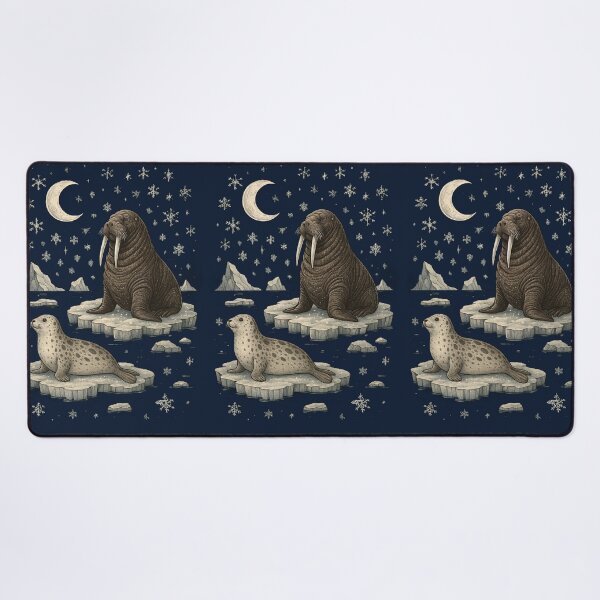 Item preview, Midnight Arctic Dreams – Vintage Walrus & Seal Illustration designed and sold by Negisandeep studio.