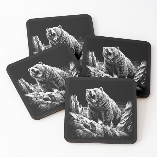 Item preview, Roaring Grizzly Bear Rocky Mountain Wildlife Art designed and sold by inkoutninja.