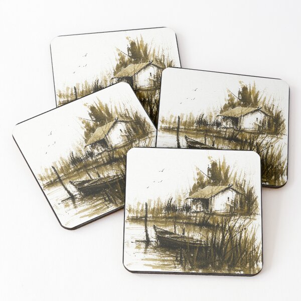 Item preview, Sepia Boat House Sketch  designed and sold by Modaozushi216.