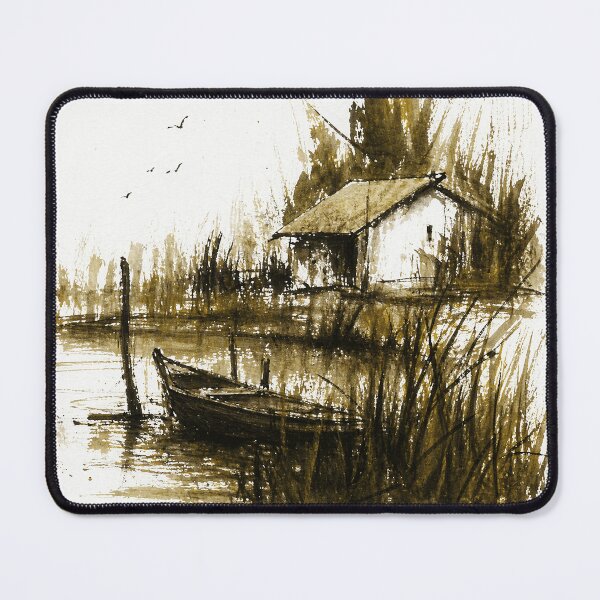 Item preview, Sepia Boat House Sketch  designed and sold by Modaozushi216.