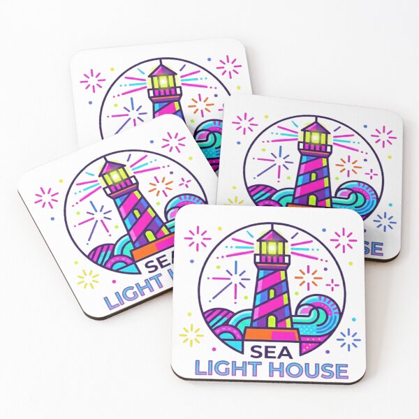 Item preview, Vibrant Neon Sea Lighthouse Graphic Design designed and sold by Nicha Studio.