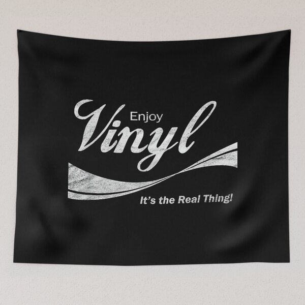 Item preview, Enjoy Vinyl T-Shirt - It's the Real Thing! - Black - Unisex-Adults - Small - Classic Fit - Retro - Short Sleeve - Collarless - Round Neck - Solid Black - 100% Cotton designed and sold by AlanYYoder.
