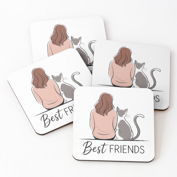 Item preview, Girl and Cat Best Friends Cute Cat Lover Gift designed and sold by Cool-cat-art.