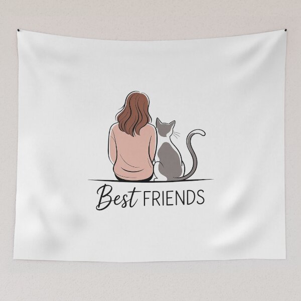 Item preview, Girl and Cat Best Friends Cute Cat Lover Gift designed and sold by Cool-cat-art.