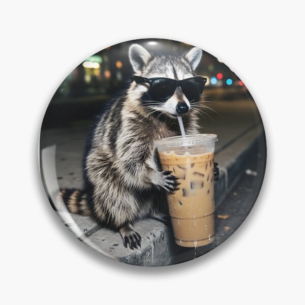 Item preview, Funny Raccoon Drinking Iced Coffee Office Meme designed and sold by PatelCarol.
