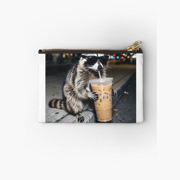 Item preview, Funny Raccoon Drinking Iced Coffee Office Meme designed and sold by PatelCarol.