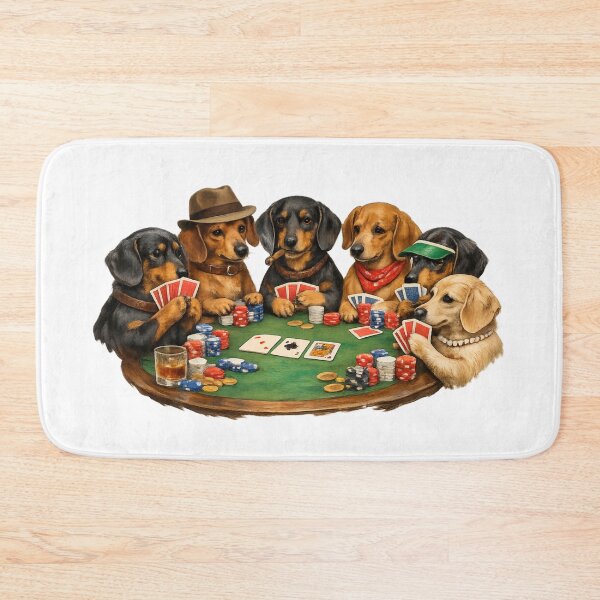 Item preview, Dachshunds Playing Poker Card Game designed and sold by Art by Debasish.