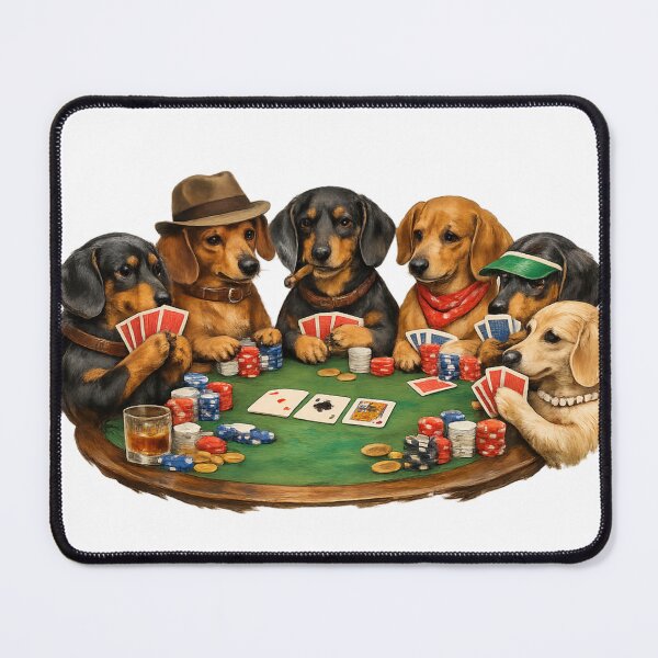 Item preview, Dachshunds Playing Poker Card Game designed and sold by Art by Debasish.