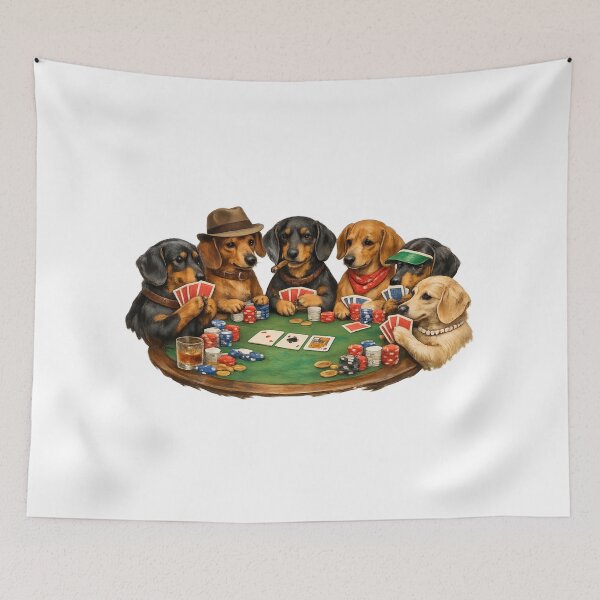 Item preview, Dachshunds Playing Poker Card Game designed and sold by Art by Debasish.