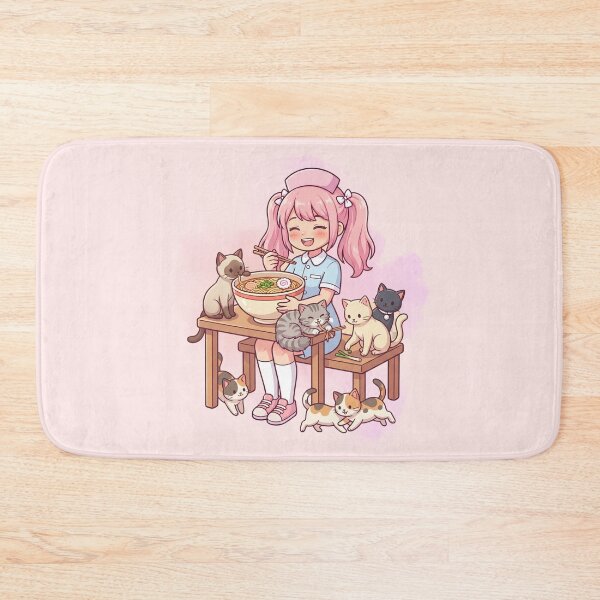 Item preview, Cute Anime Nurse Eating Ramen Cats Happiness Quote Kawaii Cat Lover Gift designed and sold by Im-Ara.