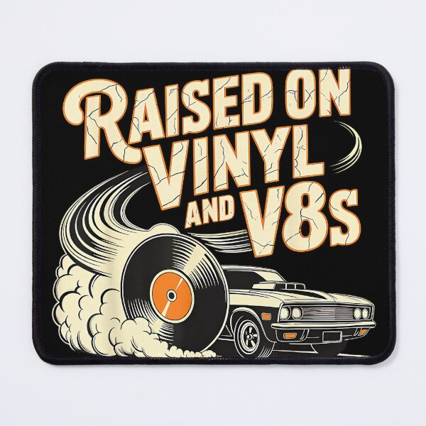 Item preview, Raised On Vinyl and V8s Retro Car Music Culture designed and sold by AlanYYoder.