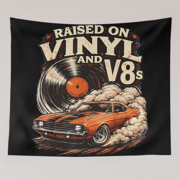 Item preview, Raised on Vinyl and V8s Retro Car Music designed and sold by AlanYYoder.