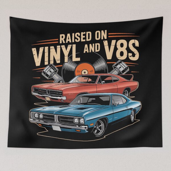 Item preview, Raised on Vinyl and V8s Retro Car Music designed and sold by AlanYYoder.