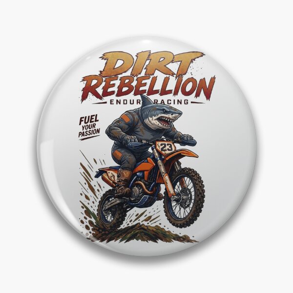 Item preview, Dirt Rebellion Enduro Shark Motocross Racing Art designed and sold by IvoryArtDesign.