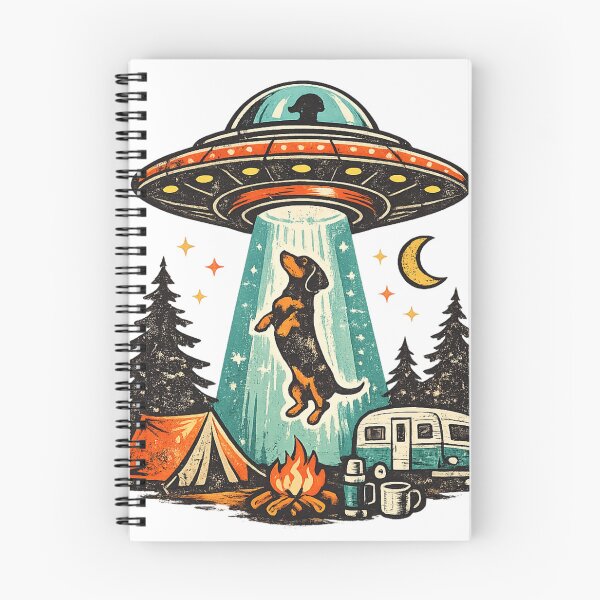 Item preview, Vintage Dachshund Camping UFO Abduction designed and sold by Art by Debasish.