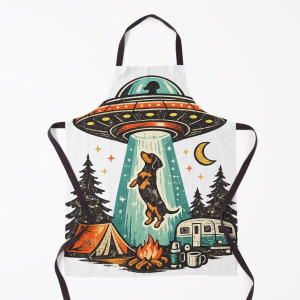 Item preview, Vintage Dachshund Camping UFO Abduction designed and sold by Art by Debasish.