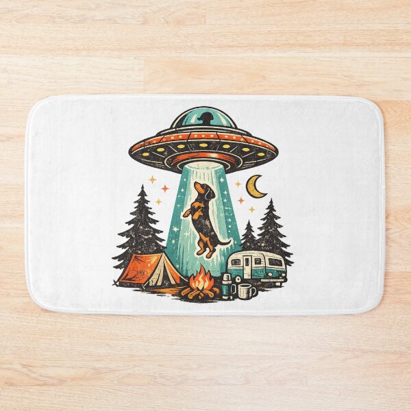 Item preview, Vintage Dachshund Camping UFO Abduction designed and sold by Art by Debasish.