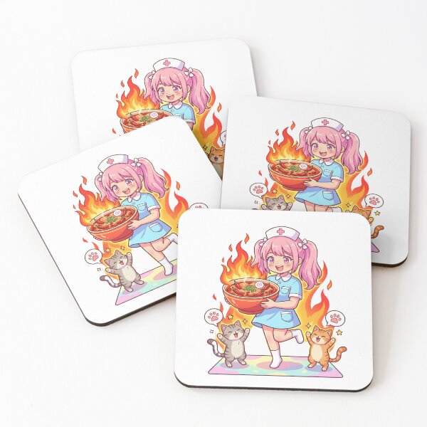 Item preview, Strong Anime Nurse Loves Spicy Ramen Cat Funny Motivational Cute Kawaii Nurse Gift designed and sold by Im-Ara.