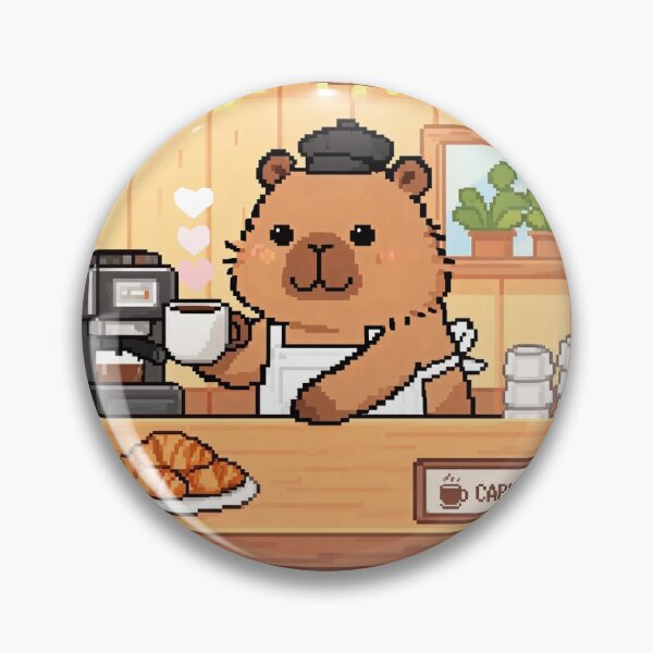 Item preview, Capybarista - Cute Pixel Art Capybara With Coffee designed and sold by PixelFishie.