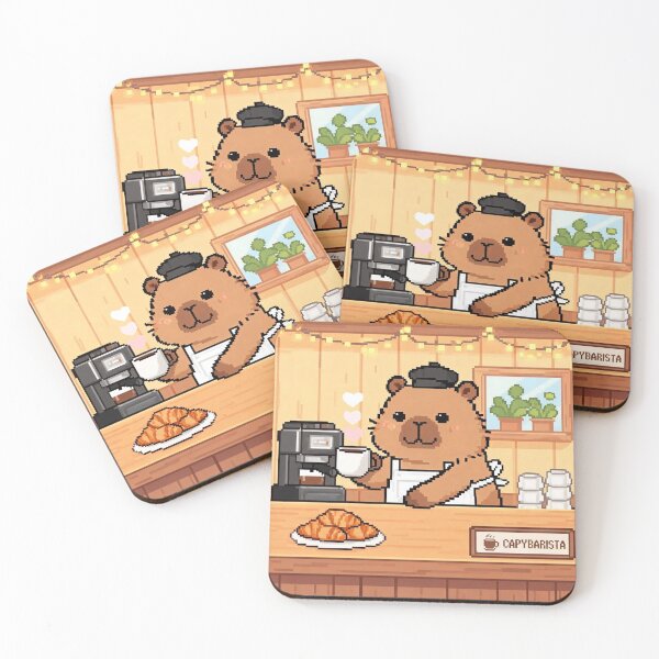 Item preview, Capybarista - Cute Pixel Art Capybara With Coffee designed and sold by PixelFishie.