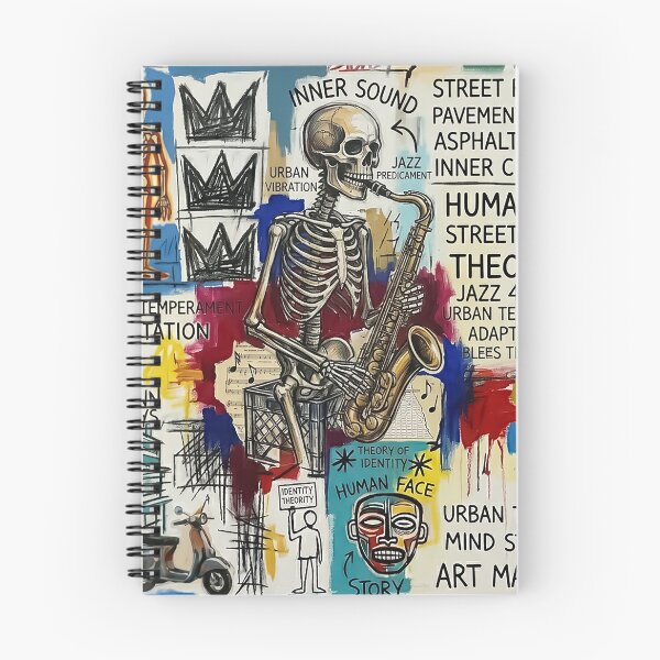 Item preview, To Cool Hip Modern Street Art - Graffiti Style Mixed media Skeleton Playing the Saxophone designed and sold by CattlettArt.