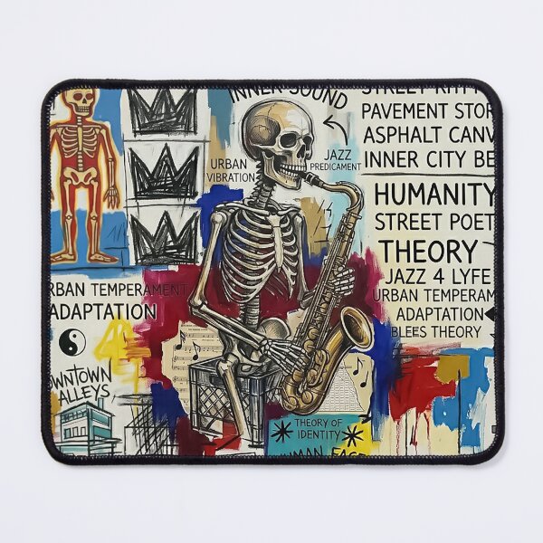 Item preview, To Cool Hip Modern Street Art - Graffiti Style Mixed media Skeleton Playing the Saxophone designed and sold by CattlettArt.