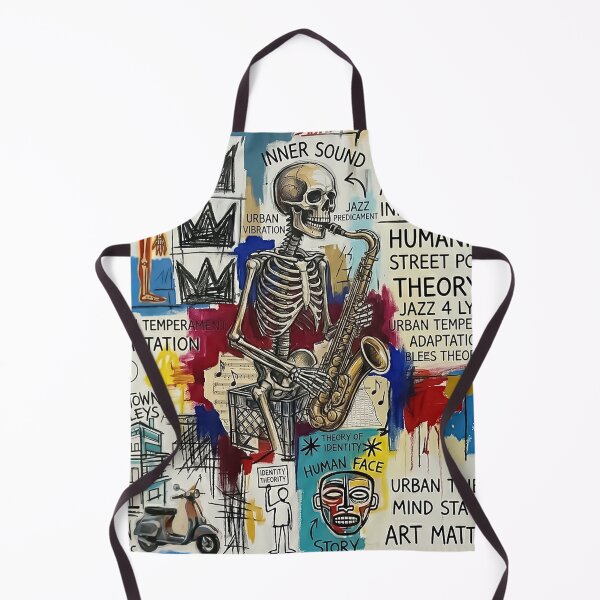 Item preview, To Cool Hip Modern Street Art - Graffiti Style Mixed media Skeleton Playing the Saxophone designed and sold by CattlettArt.