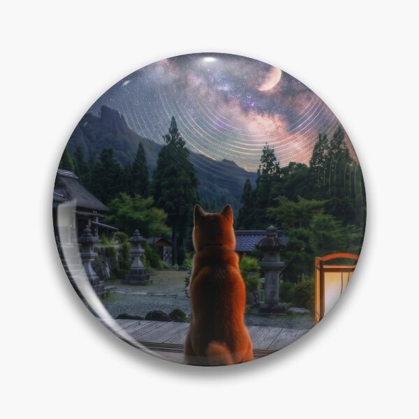 Item preview, Serene Shiba Inu Gazing at Starry Night designed and sold by Zen-Heart-Paws.