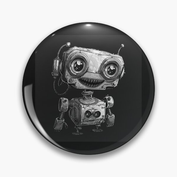 Item preview, Cute Vintage Robot Black and White Sci Fi Illustration designed and sold by inkoutninja.