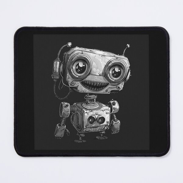 Item preview, Cute Vintage Robot Black and White Sci Fi Illustration designed and sold by inkoutninja.